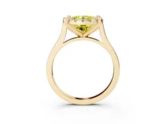 Fancy Yellow Round Cut Diamond Cluster Halo Solitaire Ring Set in Yellow gold with Prong Setting