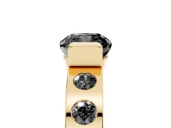Fancy Black Cushion Cut Diamond Channel-Set Band Ring Set in Yellow gold with Bezel Prong Setting