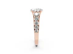 Oval Cut Diamond Solitaire Ring Set in Rose gold with Pavé-Set Band and Prong Setting