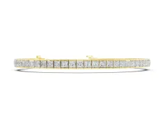 Princess Cut Diamond Channel-Set Tennis Bracelet Set in Yellow gold