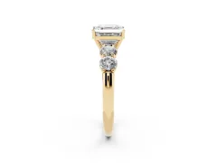 Asscher Cut Diamond Five-Stone Prong Set Ring Set in Yellow gold with Classic Band