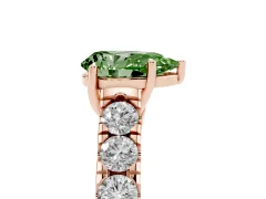 Fancy Green Pear Cut Diamond Solitaire Ring Set in Rose gold with Cut-Down Micro Pavé Band and Prong Setting