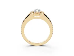 Marquise Cut Diamond Pavé Halo Ring Set in Yellow gold with Prong Setting