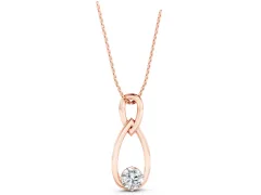 Round Solitaire Infinity Pendant Set in Rose gold with Bezel-Set Diamond