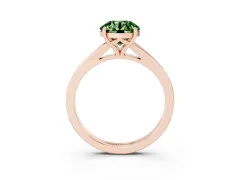 Fancy Green Round Cut Diamond Solitaire Ring Set in Rose gold with Pavé Accent Band and Classic Prong Setting