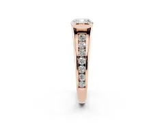 Cushion Cut Diamond Bezel-Set Solitaire Ring Set in Rose gold with Channel-Set Band
