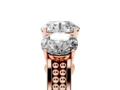 Round Cut Diamond Three-Stone Ring Set in Rose gold with Textured Band