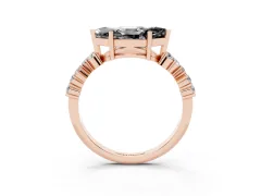 Fancy Black Marquise Cut Diamond Ring Set in Rose gold with Scattered Round Accents
