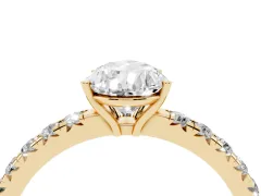 Pear Cut Diamond Pavé Solitaire Engagement Ring Set in Yellow gold with Prong Setting