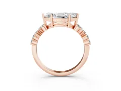 Marquise Cut Diamond Ring Set in Rose gold with Scattered Round Accents