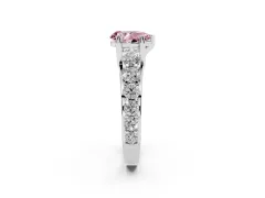 Fancy Pink Pear Cut Diamond Pavé Engagement Ring Set in Platinum with Prong Setting