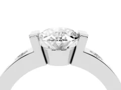 Oval Cut Diamond Channel-Set Band Ring Set in Platinum with Bezel Prong Setting