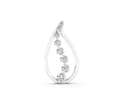 Round Diamond Teardrop Pendant Set in Silver with Prong-Set Curve