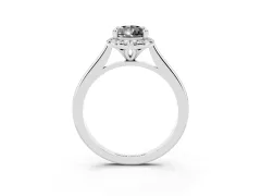 Fancy Black Pear Cut Diamond Halo Engagement Ring Set in Silver with Pavé Band and Rising Shoulders