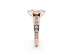 Marquise Cut Diamond Bezel-Set Solitaire Ring Set in Rose gold with Channel-Set Band