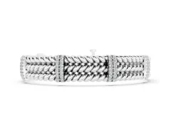 Round Diamond Pavé Triple Rope Bracelet Set in White gold with Box Clasp
