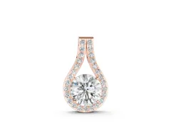 Round Halo Pendant Set in Rose gold with Prong-Set Diamond Center