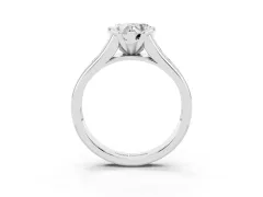 Heart Cut Diamond Bezel-Set Solitaire Ring Set in White gold with Channel-Set Band