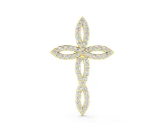 Marquise Diamond Pavé Cross Pendant Set in Yellow gold with Tapered Arms