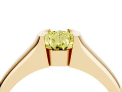 Fancy Yellow Pear Cut Diamond Bezel Solitaire Ring Set in Yellow gold with Wide Band