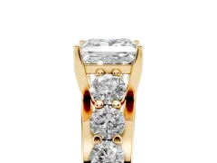 Princess Cut Diamond Pavé Engagement Ring Set in Yellow gold with Prong Setting