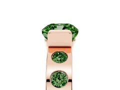 Fancy Green Cushion Cut Diamond Channel-Set Band Ring Set in Rose gold with Bezel Prong Setting