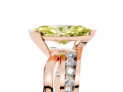 Fancy Yellow Marquise Cut Diamond Solitaire Ring Set in Rose gold with Channel Set Split Shank and Tension Prongs