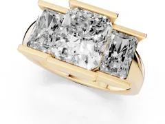 Radiant Cut Diamond Three-Stone Channel Set Ring Set in Yellow gold with Smooth Polished Band