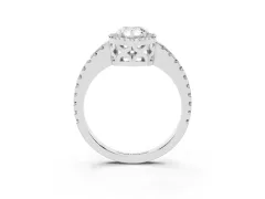 Pear Cut Diamond Halo Ring Set in Platinum with Pavé Shoulders and Halo-Framed Center