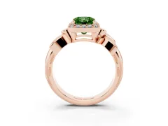 Fancy Green Radiant Cut Diamond Halo Floral Band Ring Set in Rose gold with Prong Setting