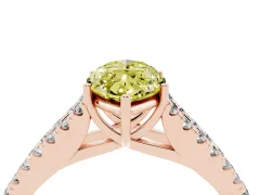 Fancy Yellow Marquise Cut Diamond Split Shank Pavé Engagement Ring Set in Rose gold with Prong-Held Center Stone