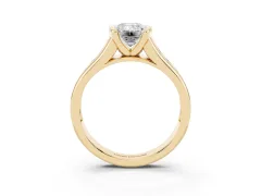 Emerald Cut Diamond Bezel-Set Solitaire Ring Set in Yellow gold with Channel-Set Band