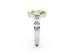 Fancy Yellow Marquise Cut Diamond Channel-Set Band Ring Set in White gold with Bezel Prong Setting