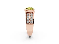 Fancy Yellow Heart Cut Diamond Wide Channel Set Band Ring Set in Rose gold with Bezel Setting
