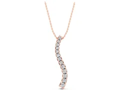 Curved Diamond Pendant Set in Rose gold with Prong-Set Round Stones