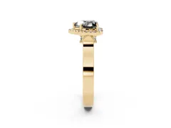 Fancy Black Heart Cut Diamond Halo Ring Set in Yellow gold with Twist Band and Pavé Accents