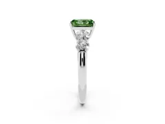 Fancy Green Radiant Cut Diamond Five-Stone Prong Set Ring Set in White gold with Classic Band