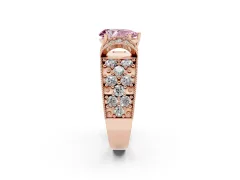 Fancy Pink Pear Cut Diamond Milgrain Halo Pavé Engagement Ring Set in Rose gold with Prong Setting