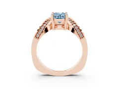 Fancy Blue Oval Cut Diamond Solitaire Engagement Ring Set in Rose gold with Pavé Shoulders