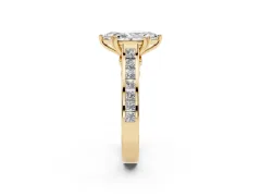 Marquise Cut Diamond Channel Set Solitaire Engagement Ring Set in Yellow gold with Prong Setting