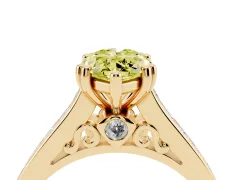 Fancy Yellow Marquise Cut Diamond Channel Set Solitaire Engagement Ring Set in Yellow gold with Prong Setting