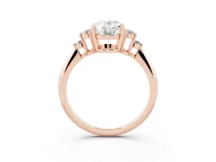 Oval Cut Diamond Cluster Ring Set in Rose gold with Plain Band and Prong Setting