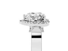 Heart Cut Diamond Halo Ring Set in White gold with Twist Band and Pavé Accents