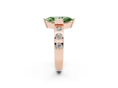 Fancy Green Marquise Cut Diamond Channel-Set Band Ring Set in Rose gold with Bezel Prong Setting