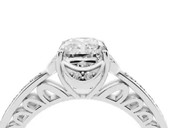 Radiant Cut Diamond Halo Ring Set in Platinum with Channel Set Band and Prong Setting