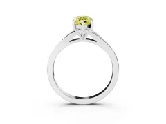 Fancy Yellow Marquise Cut Diamond Solitaire Ring Set in Silver with Pavé Accent Band and Classic Prong Setting