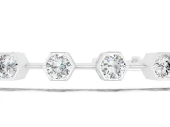 Round Diamond Hexagon Bezel Continuous Tennis Bracelet Set in Silver
