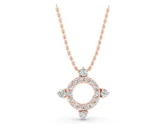 Round Diamond Open Halo Pendant Set in Rose gold with Four-Prong Setting