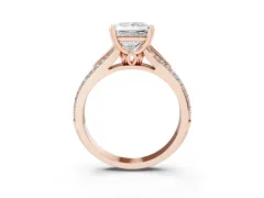 Princess Cut Diamond Split Shank Pavé Engagement Ring Set in Rose gold with Prong-Set Center Stone