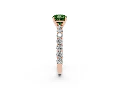 Fancy Green Cushion Cut Diamond Solitaire Ring Set in Rose gold with Shared Prong Pavé Band